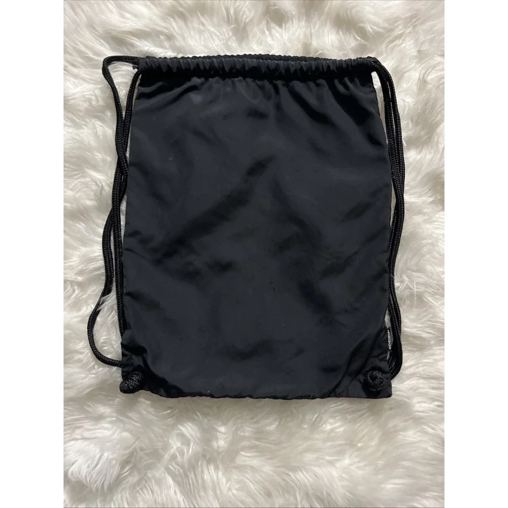 Adidas Drawstring Backpack Gym Bag Black Yellow 3 Stripe Logo‎ Sporty Athletic